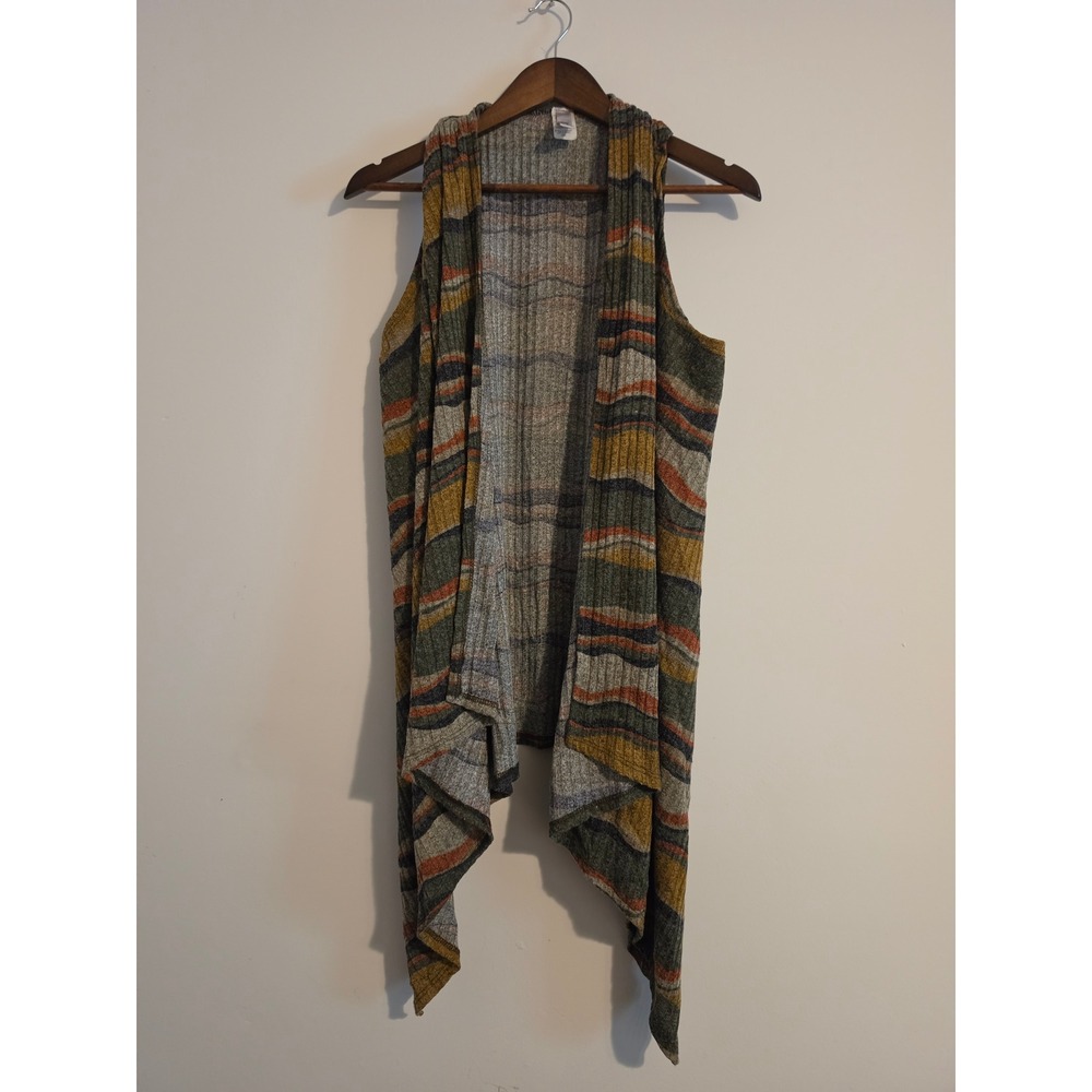 Crepas Vest Women 2XL Multi Color Rayon Blend Ribbed Knit Draped Boho Sharkbite